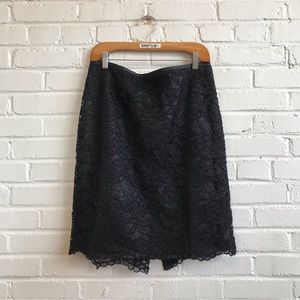 TAHARI lace black pencil skirt